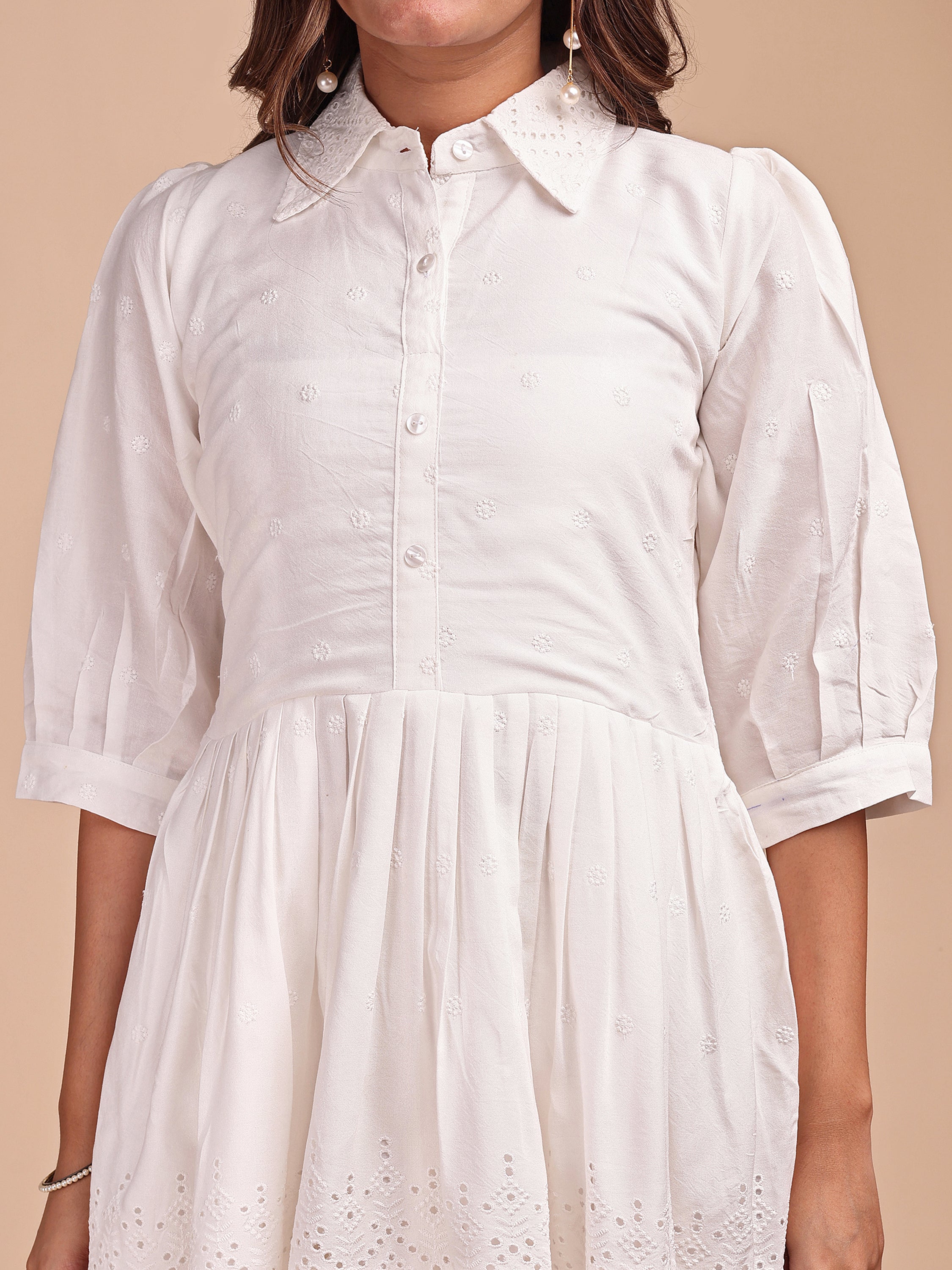 Schiffli Collar Peplum Co-ord Set
