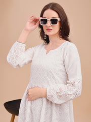 Schiffli Charm Full Sleeve Onepiece Dress