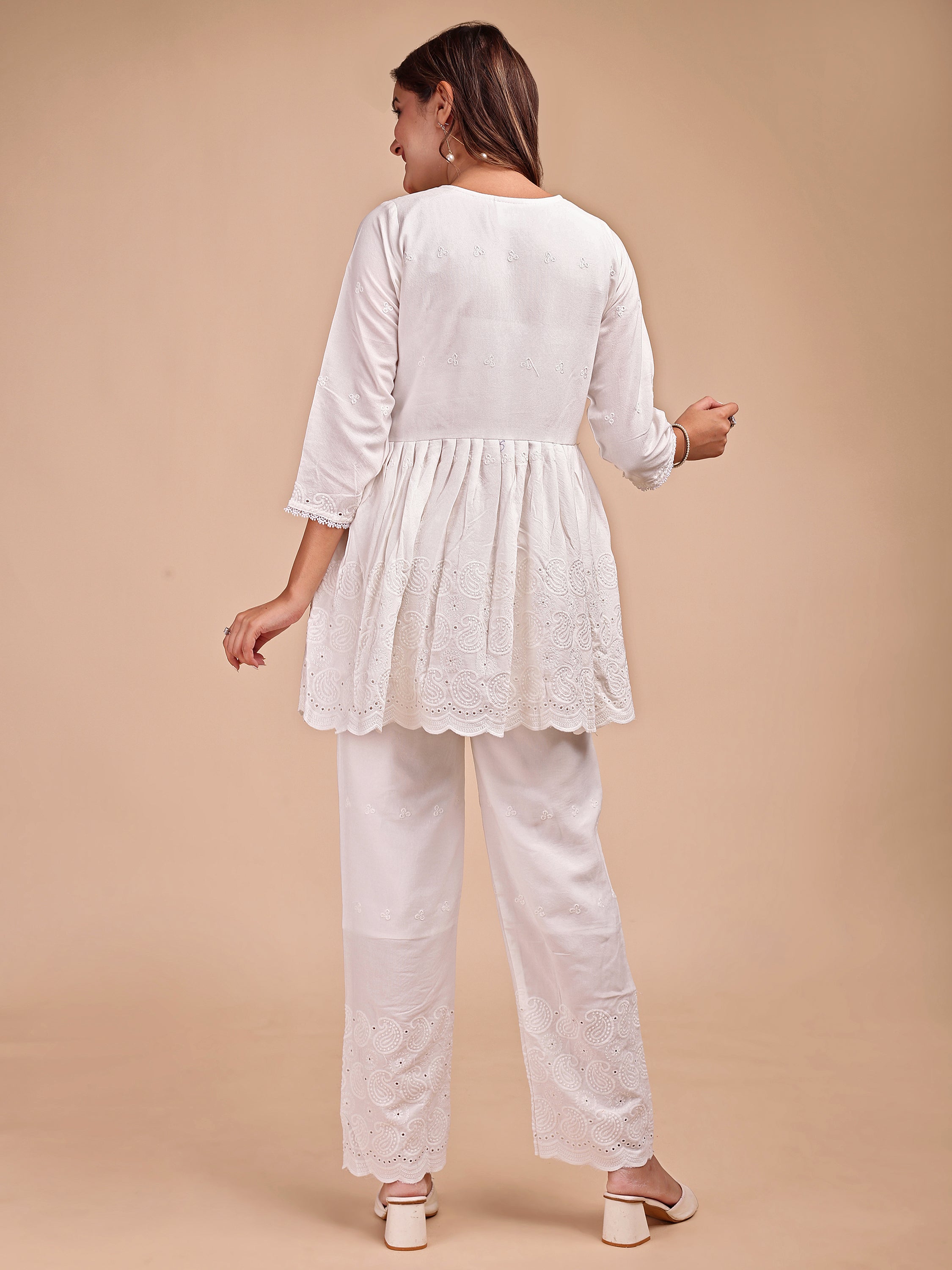 Schiffli Notch Peplum Co-ord Set