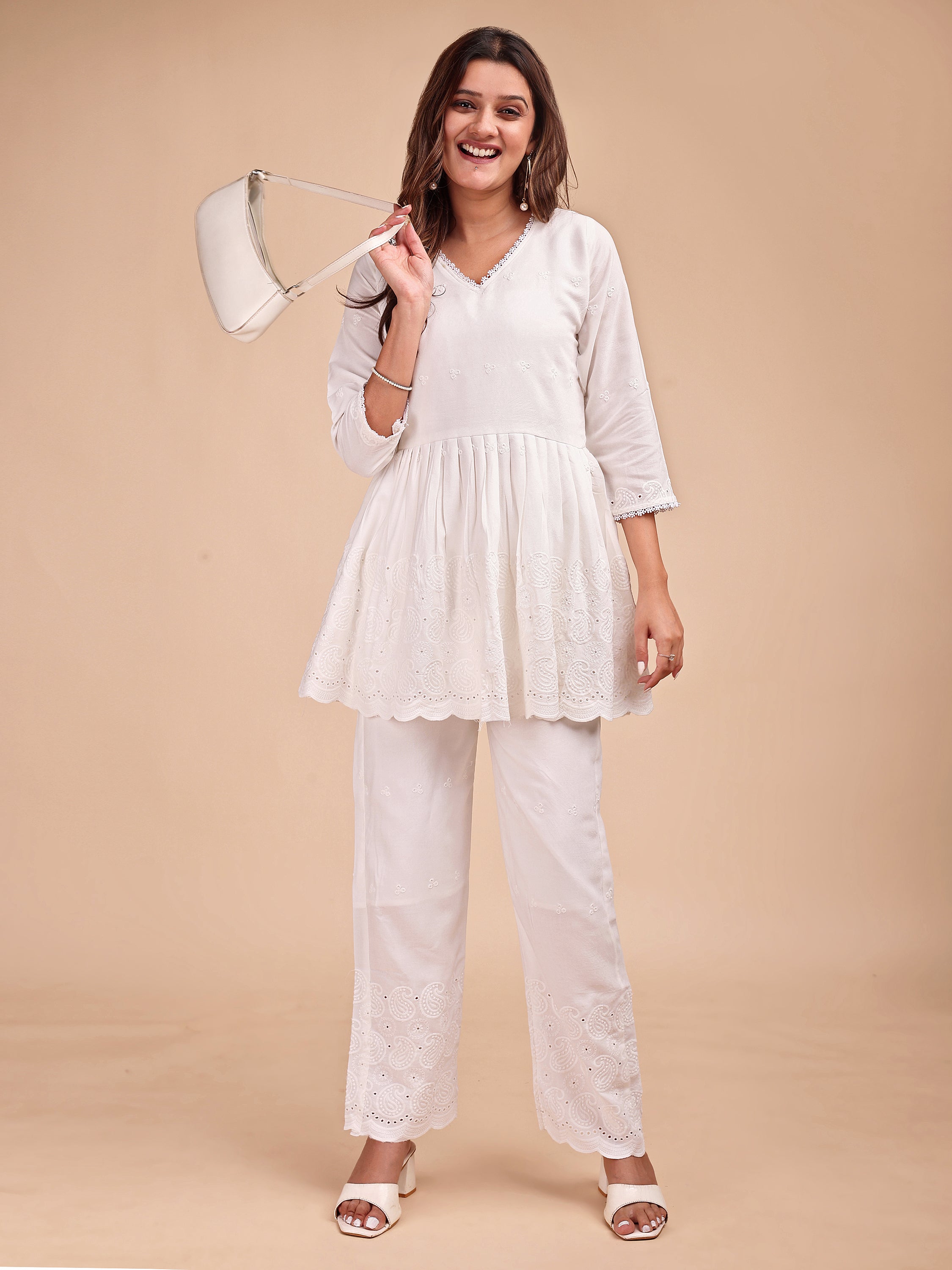 Schiffli Notch Peplum Co-ord Set