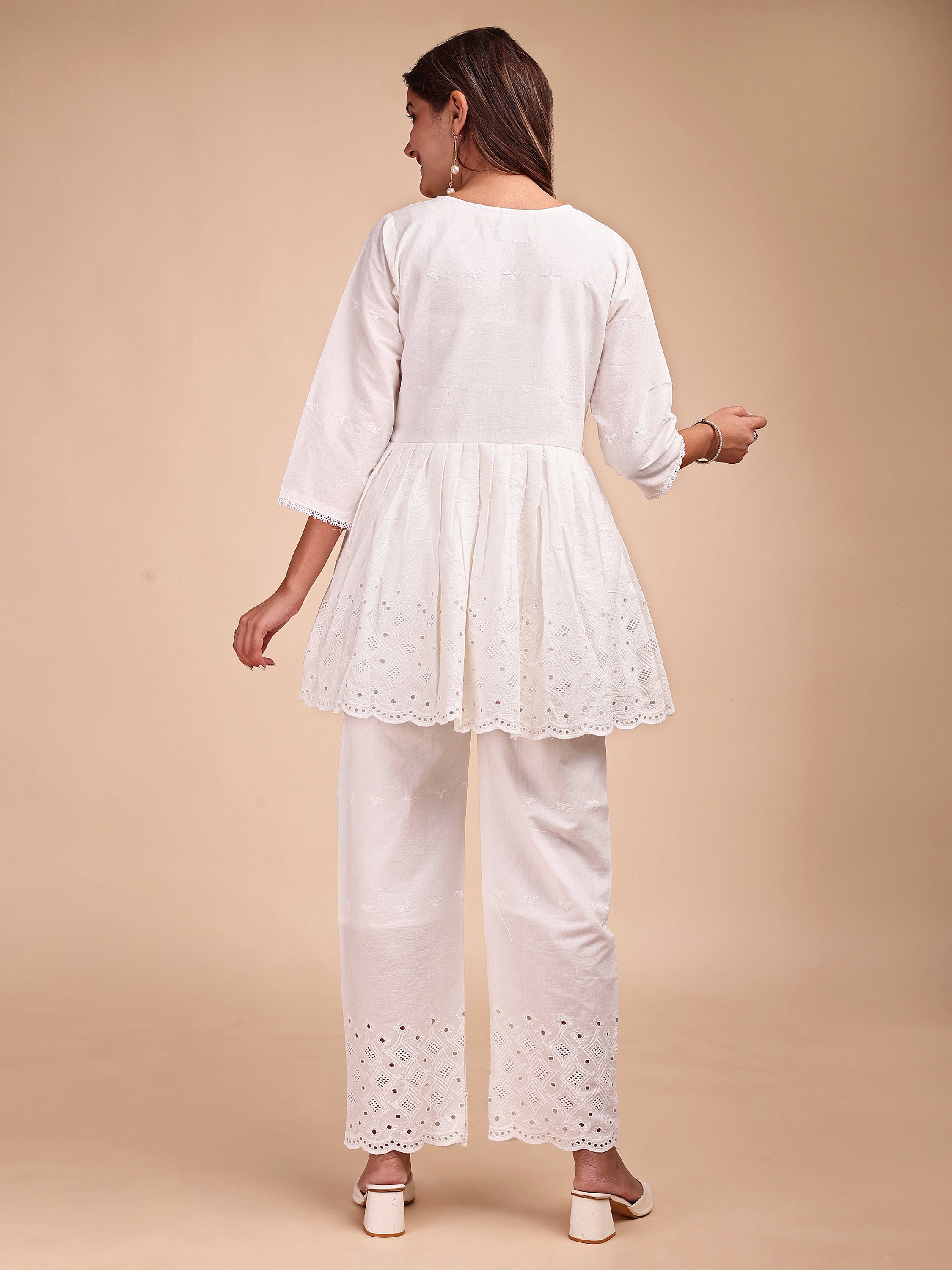 Schiffli Notch Peplum Co-ord Set
