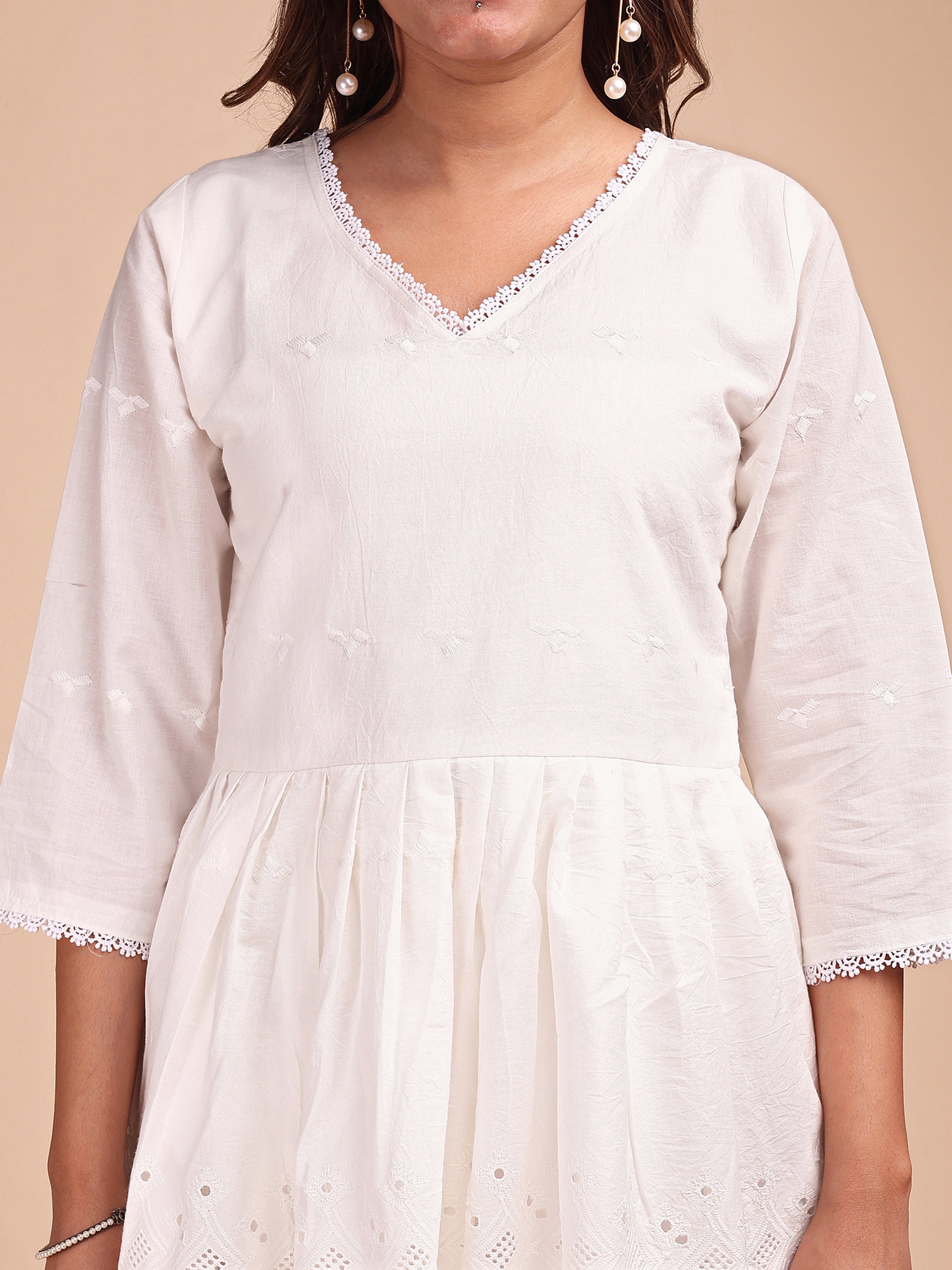 Schiffli Notch Peplum Co-ord Set