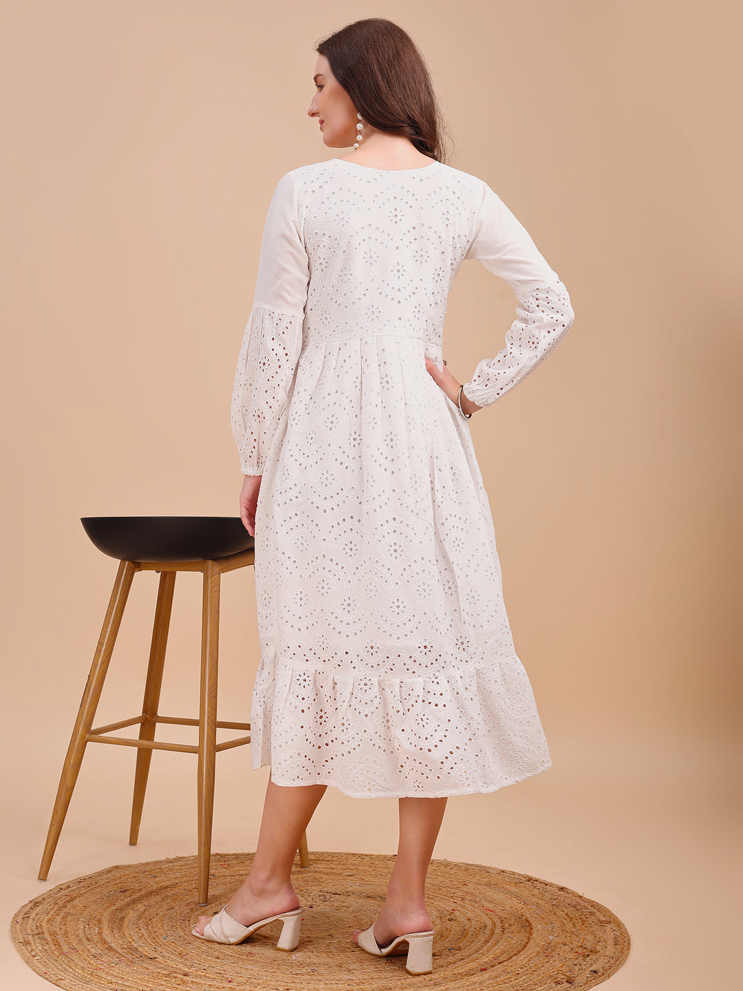 Schiffli Charm Full Sleeve Onepiece Dress