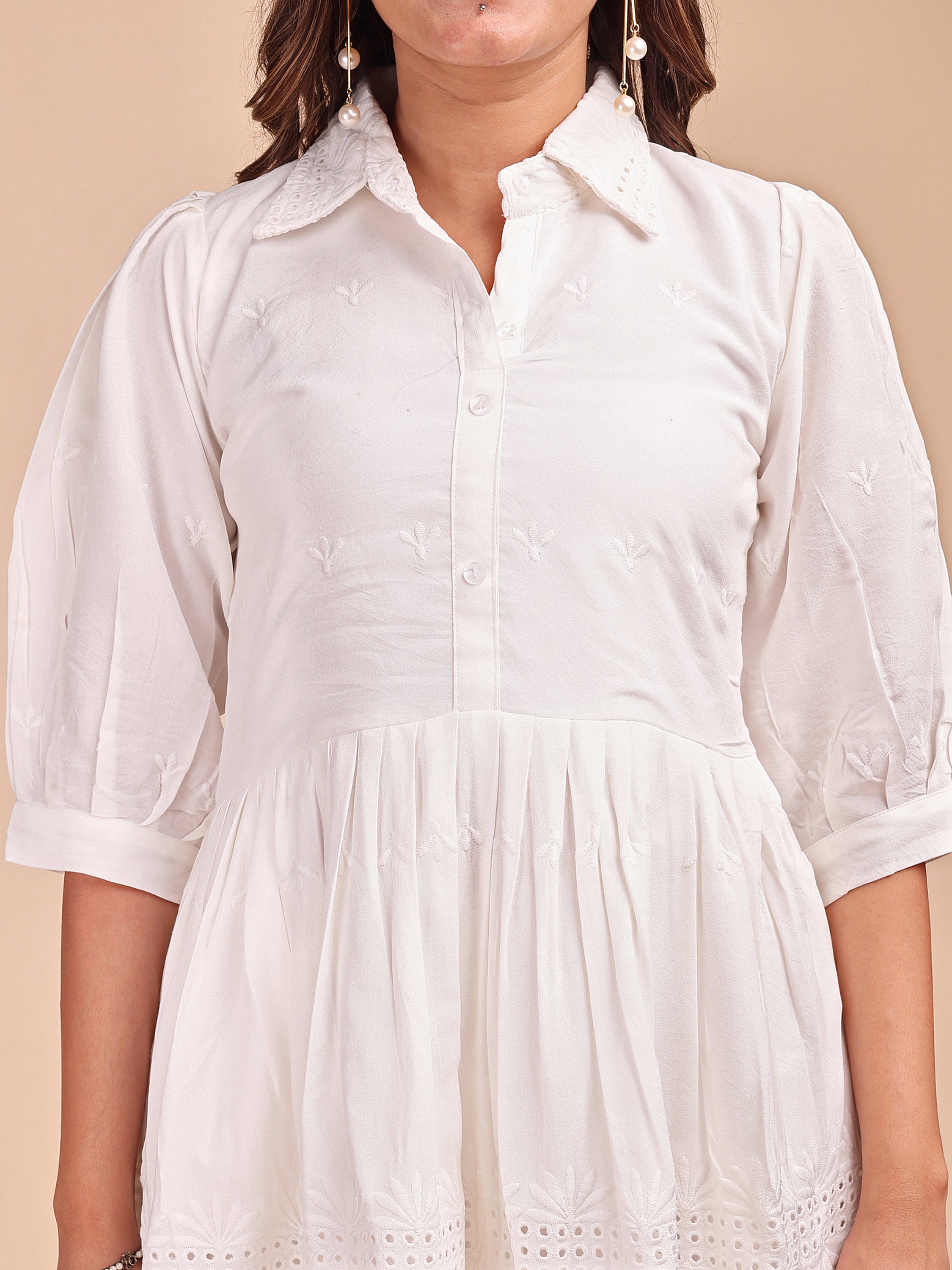 Schiffli Collar Peplum Co-ord Set