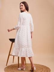 Schiffli Charm Full Sleeve Onepiece Dress