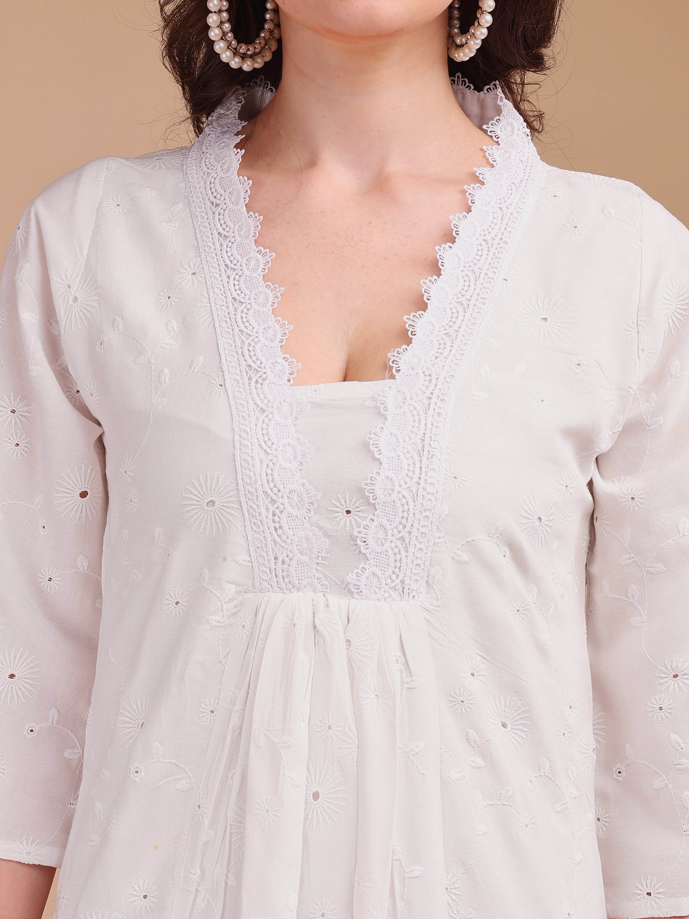 Schiffli Grace Fit & Flare Kurti