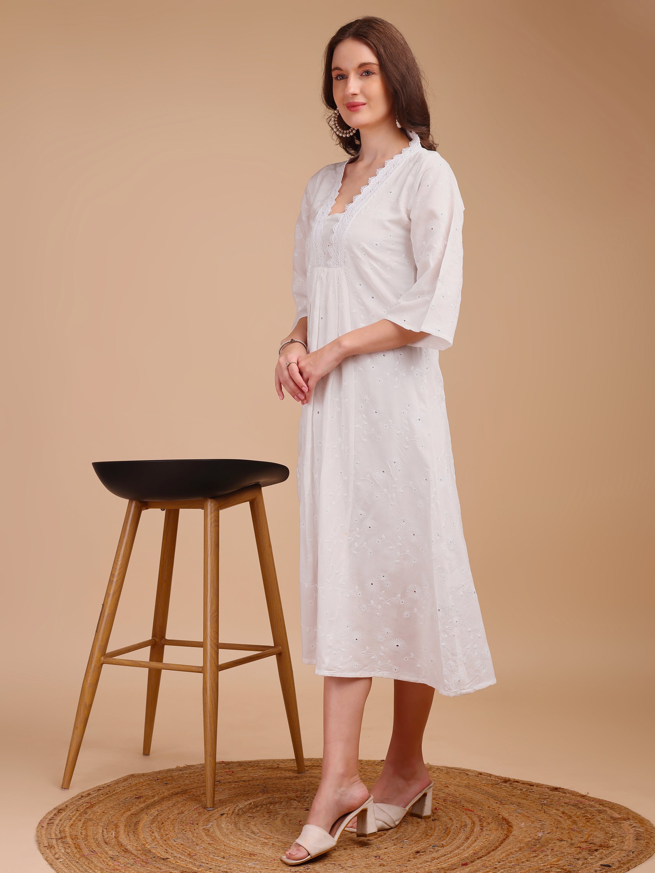 Schiffli Grace Fit & Flare Kurti