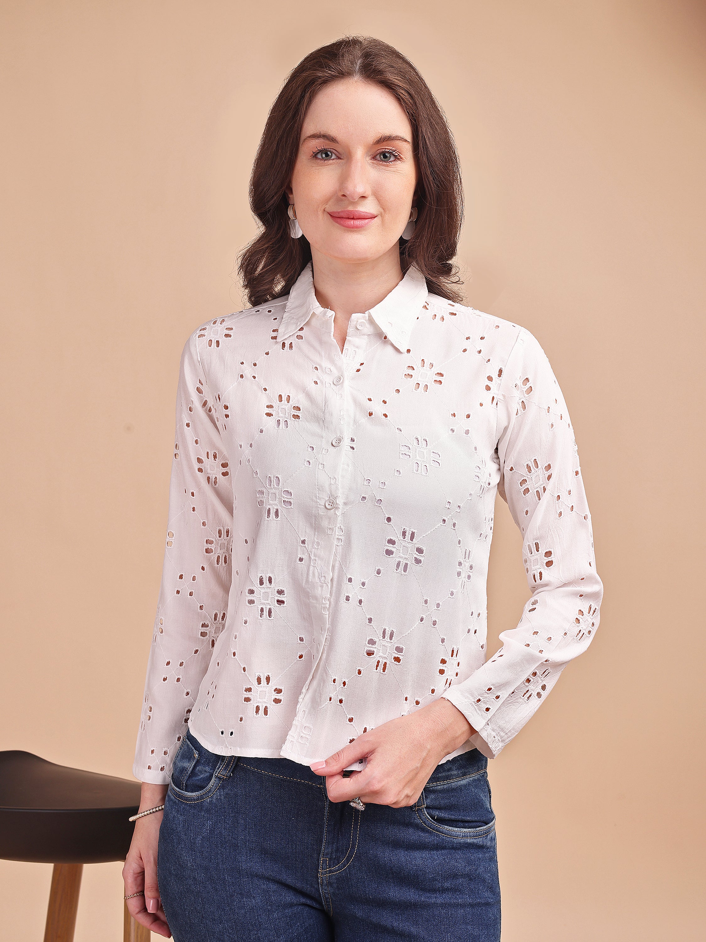 Schiffli Curve Formal Shirt