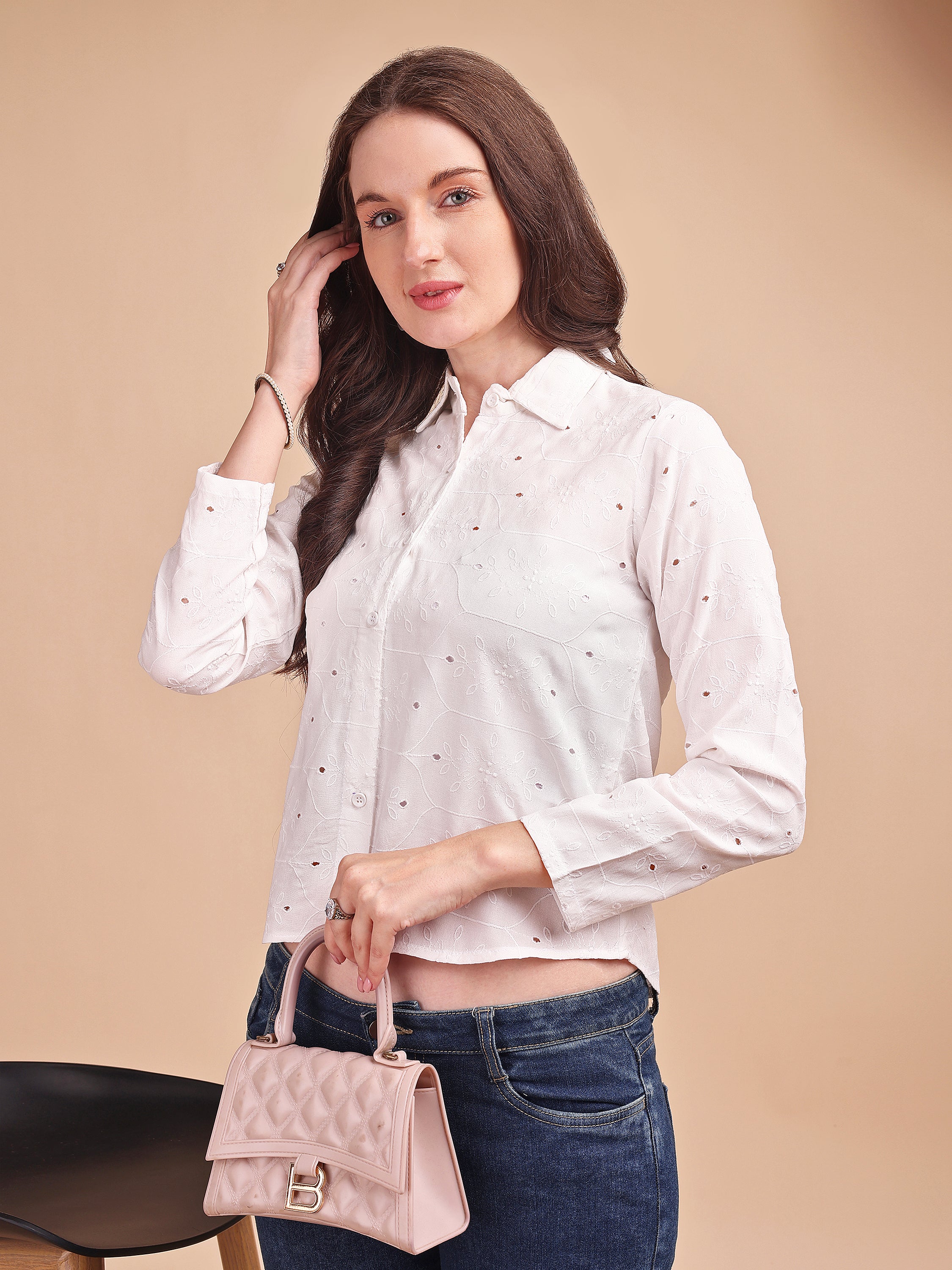 Schiffli Curve Formal Shirt