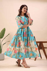 Aqua Bloom Midi Dress