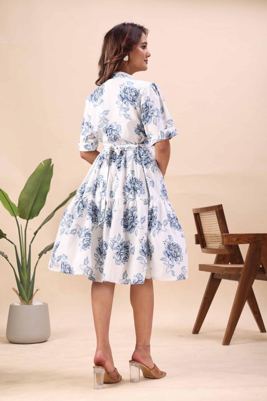 Blue Blossom Flare Dress