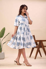 Blue Blossom Flare Dress